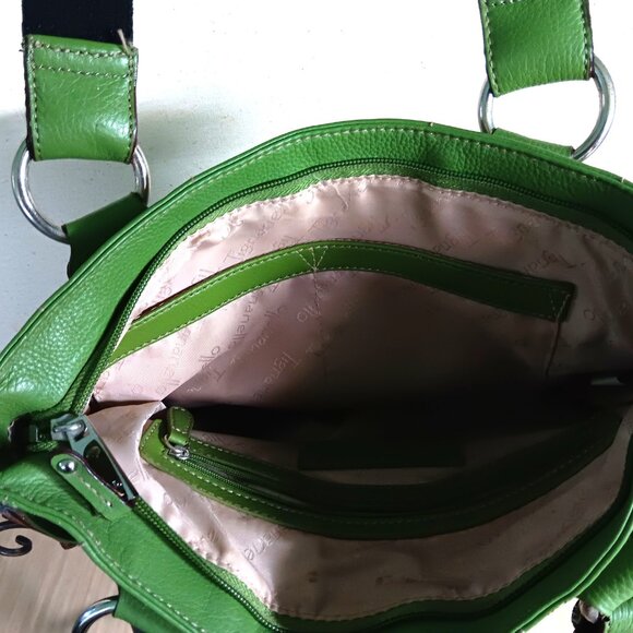 Tignanello Very Nice Medium Olive Green Pebbled Leather Tote Shoulder Bag - Picture 3 of 4